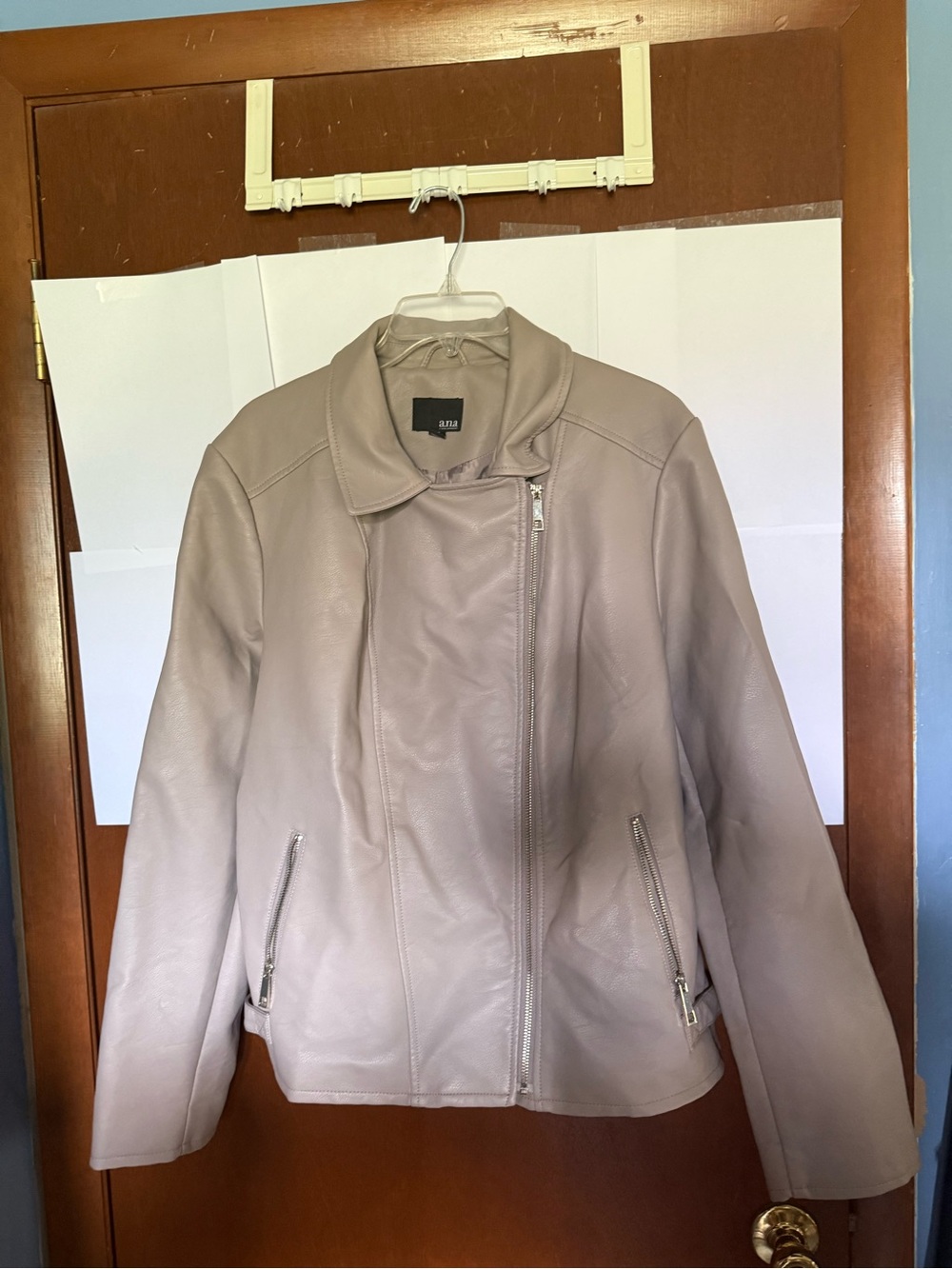 a.n.a Taupe Vegan Leather Moto Jacket